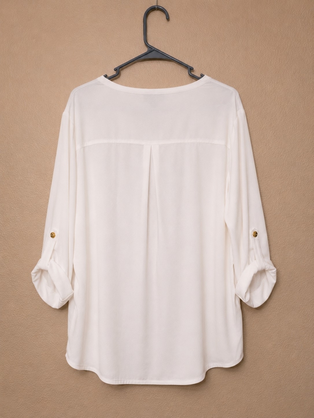 Jones New York White Zip-Pocket Roll-Sleeve Blouse - Picture 3 of 5